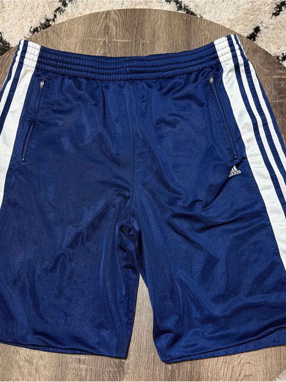 Vintage Y2k 2002 Adidas Blue Shorts Pockets Basketball Gym Heavy Drawstring Med